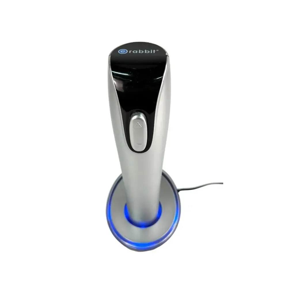 Rabbit Electric Wine Opener W9200 W/ Blue Lighted Charging Base Silver